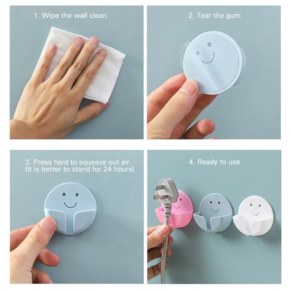 Round Smiley Plug Holder, Lovely Smiley Hook, Nail-free Hook Hanger, New Wall Storage Plug Hook, Creative Multifunction Plug Hook, Strong Traceless Hook, Power Cord Holder Storage Hook Round Smiley Plug Holder, Lovely Smiley Hook, Nail-free Hook Hanger, New Wall Storage Plug Hook, Creative Multifunction Plug Hook, Strong Traceless Hook, Power Cord Holder Storage Hook